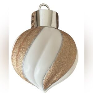Jumbo striped Christmas Xmas tree ornament 9 in gold white silver light up